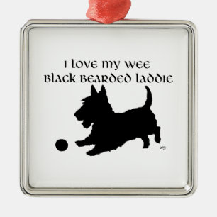 Ornamento De Metal Terrier Escocês - Pequeno Rapaz Barbudo Preto