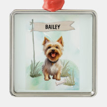 Terrier Sedoso Aquarela Cachorro Personalizado