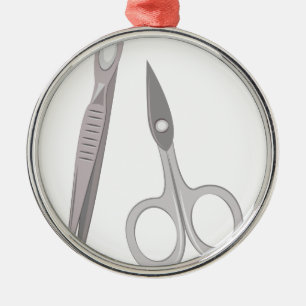 Ornamento De Metal Tesouras & Tweezers