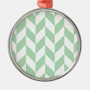 Ornamento De Metal Teste padrão verde de Herringbone da hortelã
