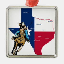 Ornamento De Metal Texas Cowgirl