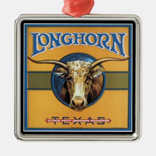 Ornamento De Metal Texas Longhorn Cattle (Frente)
