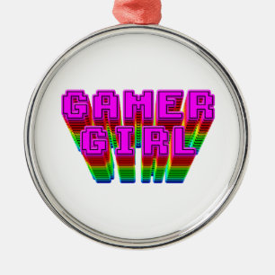 Ornamento De Metal Texto da Gamer Girl