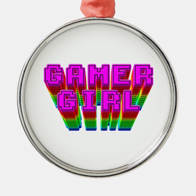 Ornamento De Metal Texto da Gamer Girl (Frente)