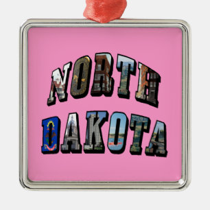 Ornamento De Metal Texto de Imagem de Dakota do Norte