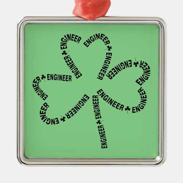 Ornamento De Metal Texto do Engenheiro Shamrock (Frente)