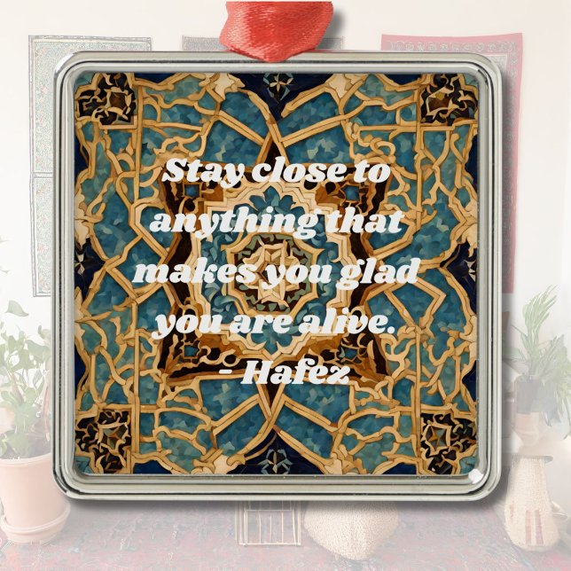 Ornamento De Metal Texto Personalizado Khatam Marquetry Artes Iranian (Custom Text Khatam Marquetry Iranian Art Gifts)