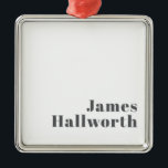 Ornamento De Metal Texto Retroativo Retroativo para na moda Editável<br><div class="desc">Texto de cinza personalizável do na moda,  edite como quiser!</div>