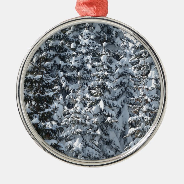 Ornamento De Metal Textura de árvore de abertura de neve (Frente)