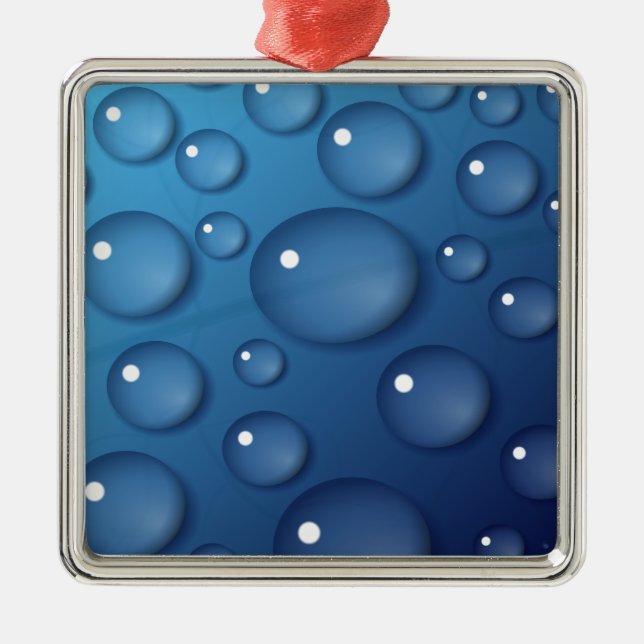 Ornamento De Metal Textura de gota de água azul (Frente)