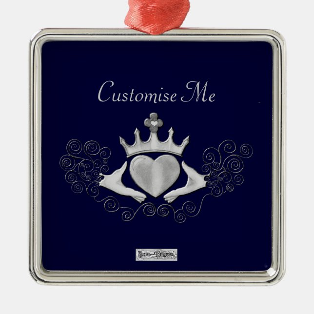 Ornamento De Metal The Claddagh (Prata) (Frente)