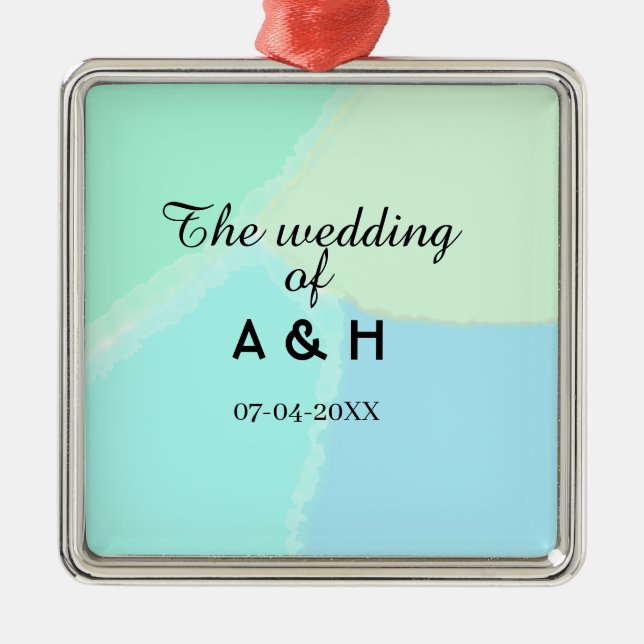 Ornamento De Metal The wedding of add couple name initial letter date (Frente)