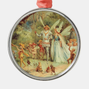 Ornamento De Metal Thumbelina e Prince Wedding, Vintage Fairy Tales
