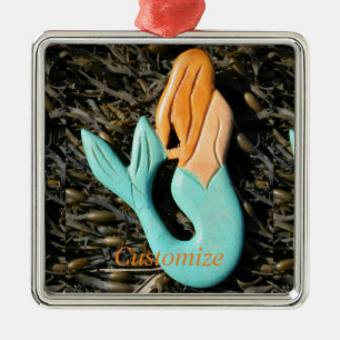 Ornamento De Metal Thunder_Cove da Sereia de cauda azul