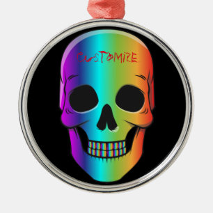 Ornamento De Metal Thunder_Cove do Crânio Humano Psicodélico