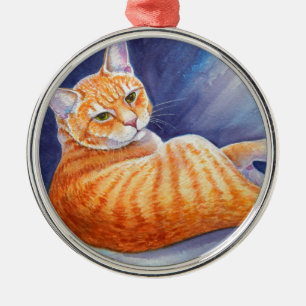 Ornamento De Metal Tigre o Gato do Tabby Laranja