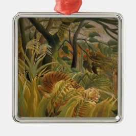 Ornamento De Metal Tigre surpreendido em uma tempestade tropical