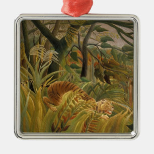 Ornamento De Metal Tigre surpreendido em uma tempestade tropical