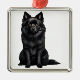 ORNAMENTO DE METAL TINY BLACK SCHIPPERKE CACHORRO