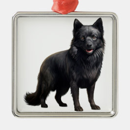 ORNAMENTO DE METAL TINY BLACK SCHIPPERKE CACHORRO