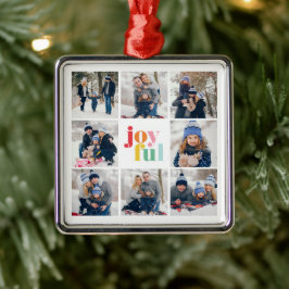 Ornamento De Metal Tipografia Multicoloração "Joyful" com Colagem de