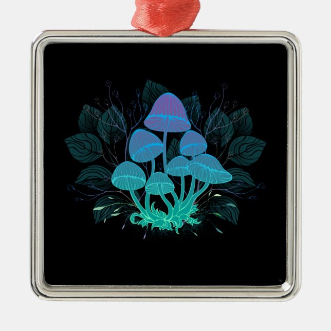 Ornamento De Metal Toadstools em arbustos (Frente)