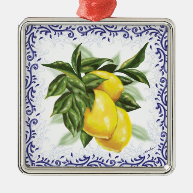 Ornamento De Metal Toile Lemons Ornament (Frente)