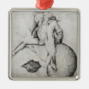 Ornamento De Metal Tolo que tenta chocar um ovo