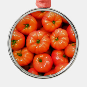 Ornamento De Metal Tomates Red Shiny Ripe