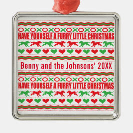 Ornamento De Metal Tome um cachorro de Natal peludo