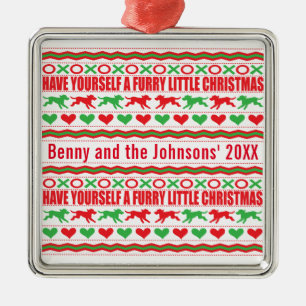 Ornamento De Metal Tome um cachorro de Natal peludo