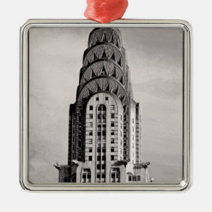 Ornamento De Metal Topo do Chrysler Building NYC - P&B