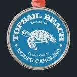 Ornamento De Metal Topsail Beach (tartaruga marinha)<br><div class="desc">Topsail Beach,  Carolina do Norte.</div>