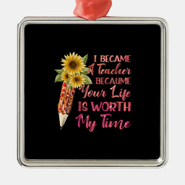 Ornamento De Metal Tornei-Me Professora (Frente)