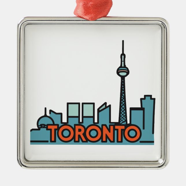 Ornamento De Metal Toronto Canada Skyline (Frente)