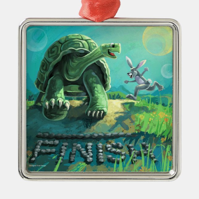 Ornamento De Metal Tortoise e a arte da lebre (Frente)