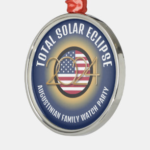 Ornamento De Metal TOTAL ECLIPSE SOLAR 2024 Personalizado EUA
