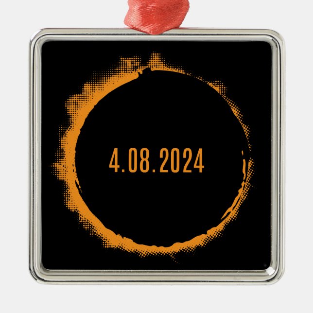Ornamento De Metal Total Solar Eclipse EUA 8 de abril de 2024 (Frente)