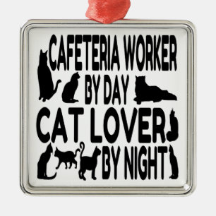 Ornamento De Metal Trabalhador da Cafeteria Cat Lover