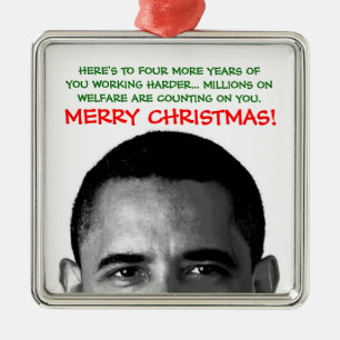 Ornamento De Metal Trabalhe mais no Natal Barack Obama