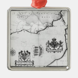 Ornamento De Metal Trace No.8 que mostra a rota da frota da armada