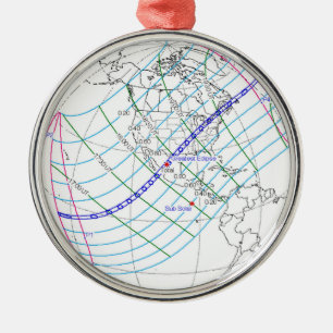 Ornamento De Metal Trajeto global do eclipse solar 2024 totais