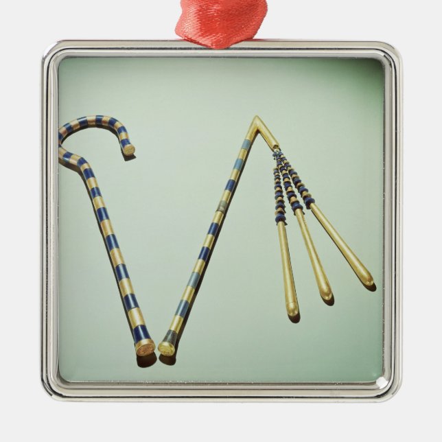 Ornamento De Metal Trapaceiro e flail, do túmulo de Tutankhamun (Frente)