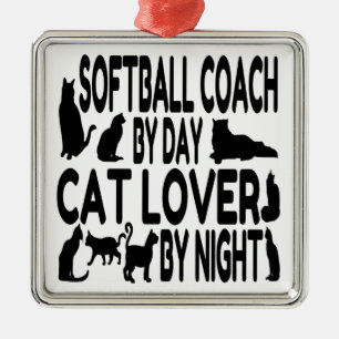 Ornamento De Metal Treinador de Softball Gato Lover