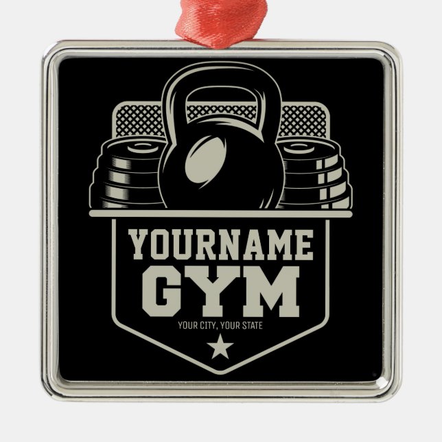 Ornamento De Metal Treinador Personalizado de Malhação GYM Kettlebell (Frente)