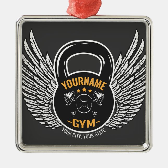 Ornamento De Metal Treinador Personalizado de Malhações GYM Kettlebel (Frente)