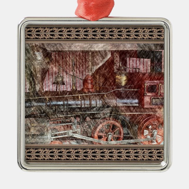 Ornamento De Metal Trem Antigo (Frente)