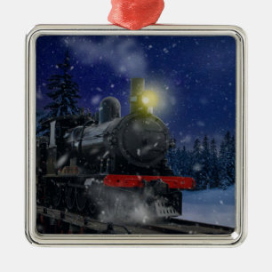 Ornamento De Metal Trem de Natal na neve             