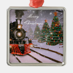 Ornamento De Metal trem florestal da árvore de Natal