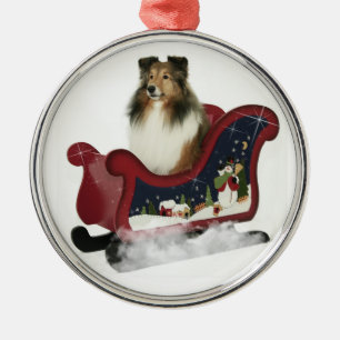 Ornamento De Metal Trenó Sheltie
